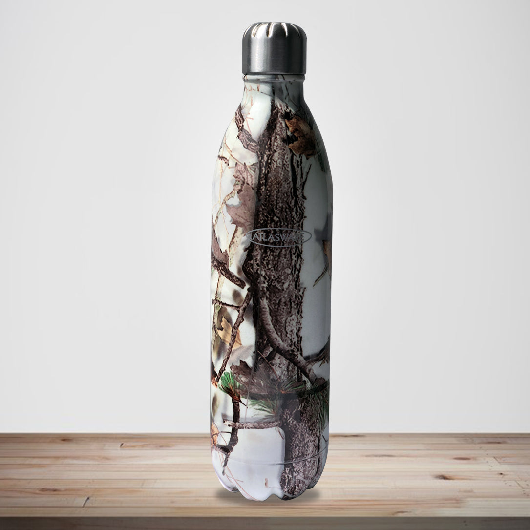Stainless Steel Vacuum Bottle White Forest - Digital Finish