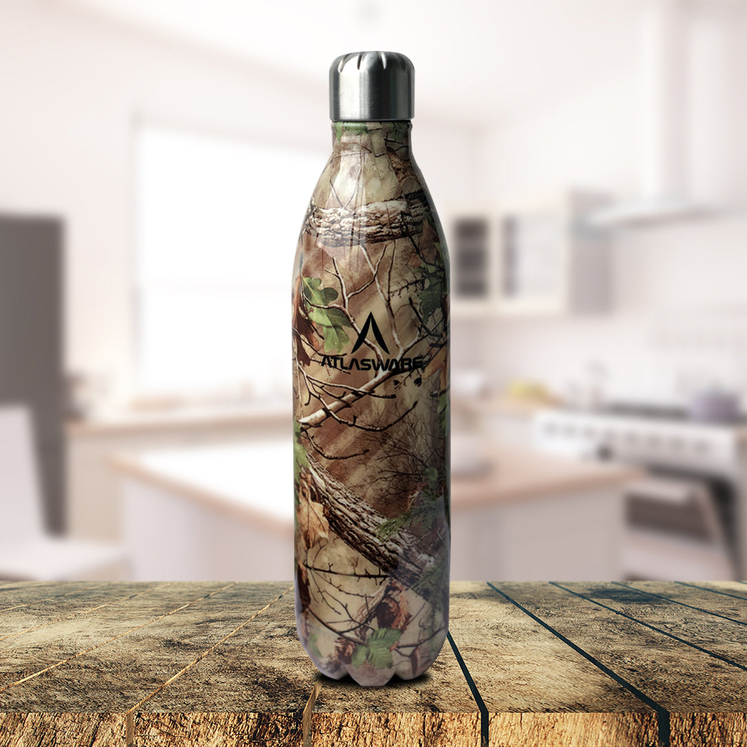 Stainless Steel Vacuum Bottle Green Forest - Digital Finish